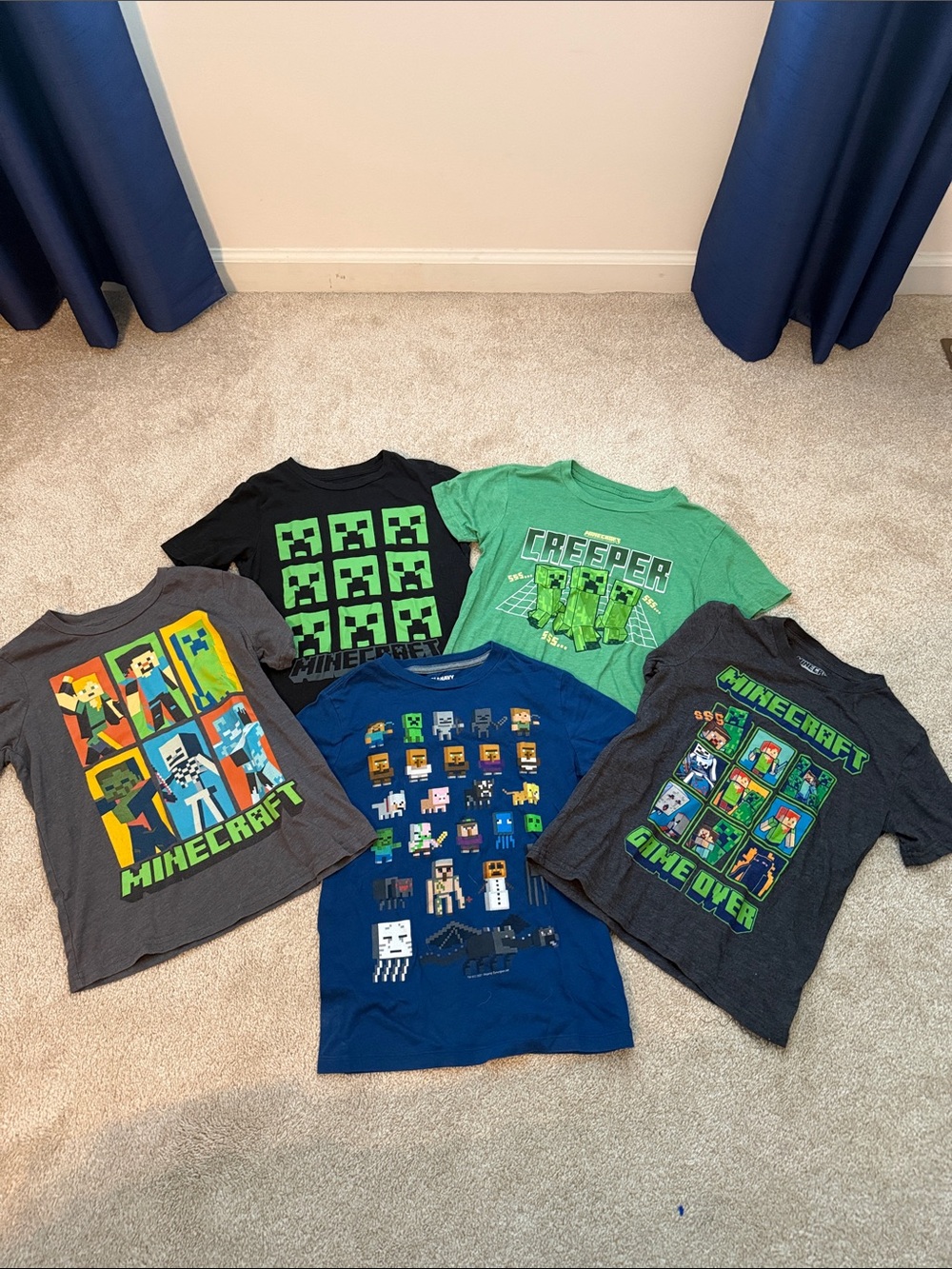 jumping beans Kids' Minecraft Character Tees - Green, Blue, Gray